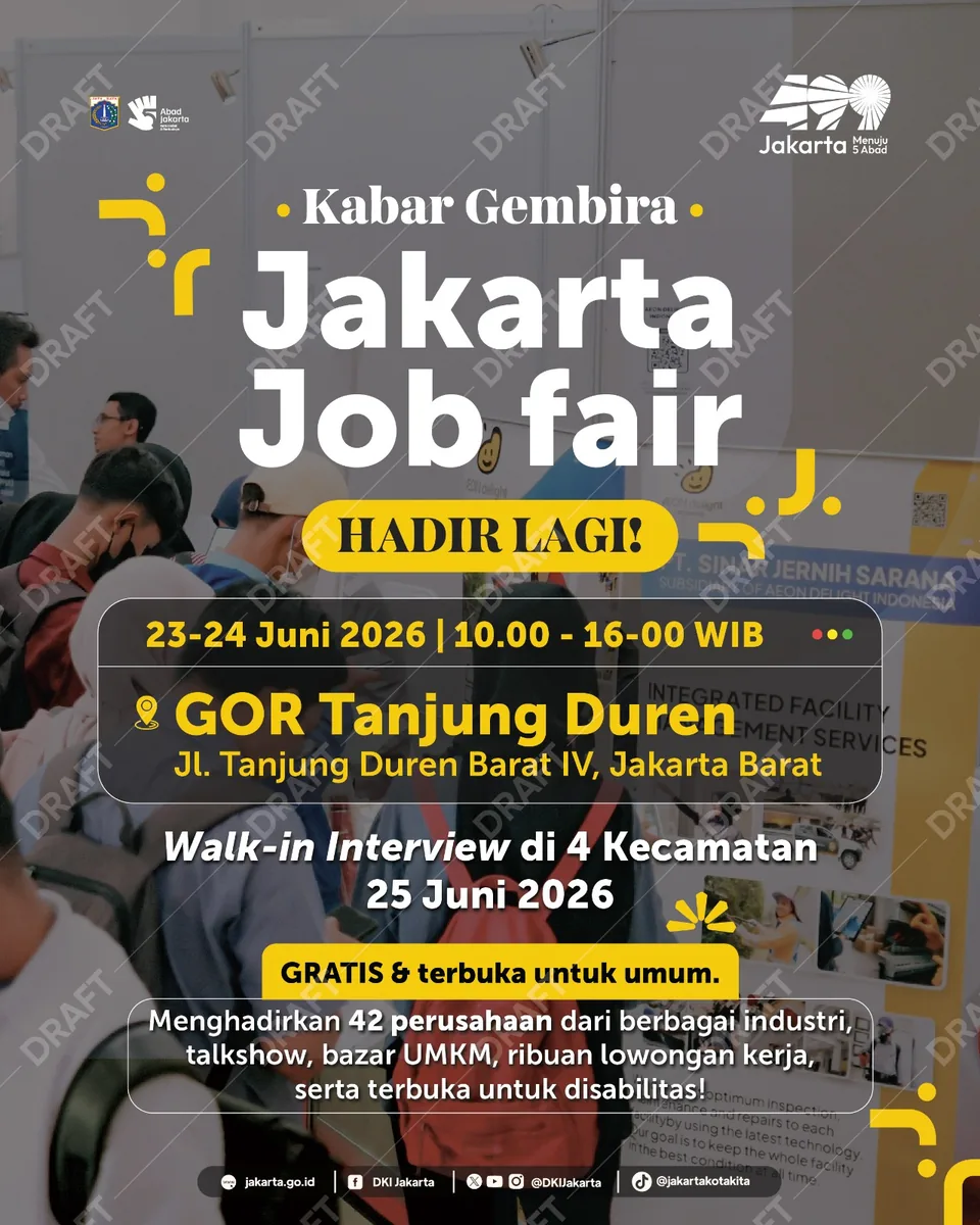 Job Fair Kabupaten Jepara 2026 (Suku Dinas TKTE Wilayah Kabupaten Jepara Barat) : 23-24 Juni 2026